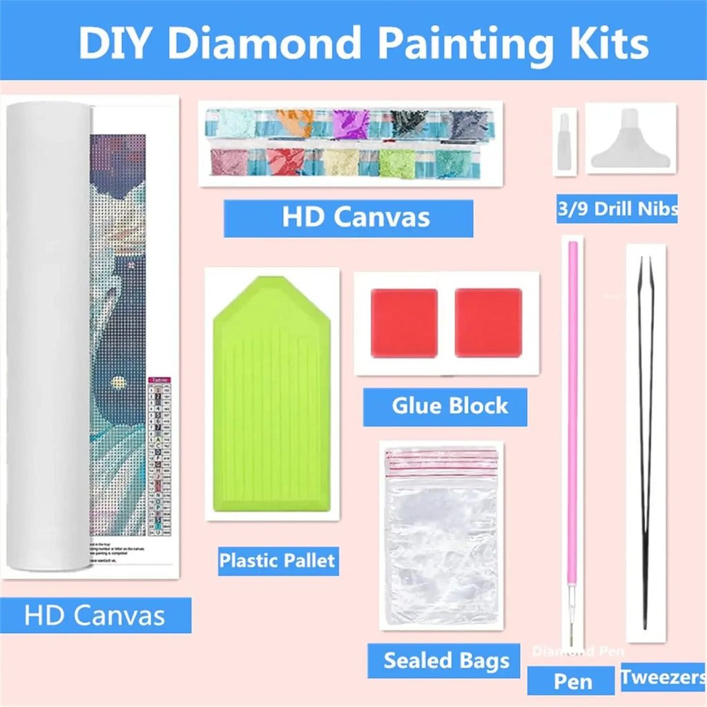 5D Diamond Painting Kits Anime Girls for Adults 36x48in Full Drill Square Dots Gem , for Home Wall Art Decor 90x120cm