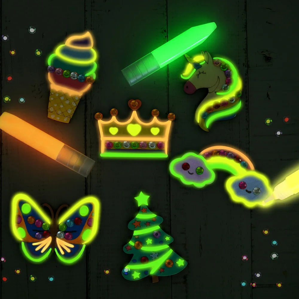 Fun To Paint Magnets Wood Crafts Glow in The Dark, Kit