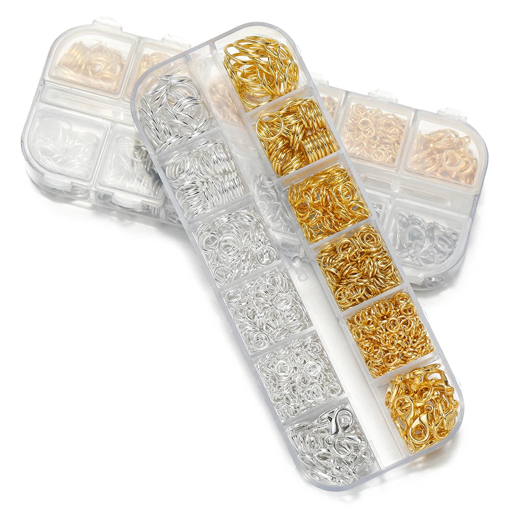 Jewelry Findings Kit: Open Jump Rings, Lobster Clasps. Hooks. Pliers. Tweezers,  Bracelets, and  Necklaces 930pcs/Box