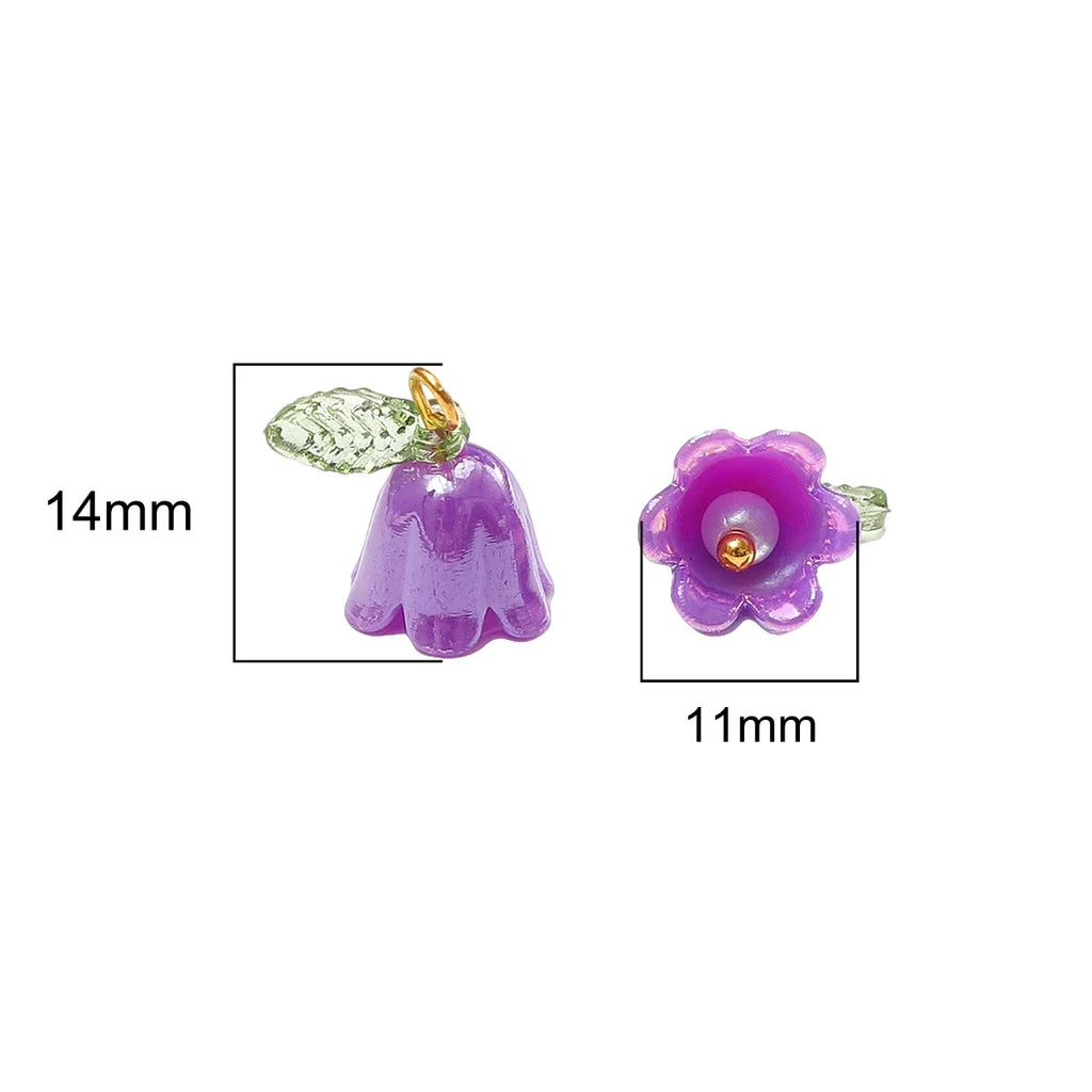 Acrylic Lily Of The Valley Flower Bud Drops/Charms 11x14mm 2-10Pcs