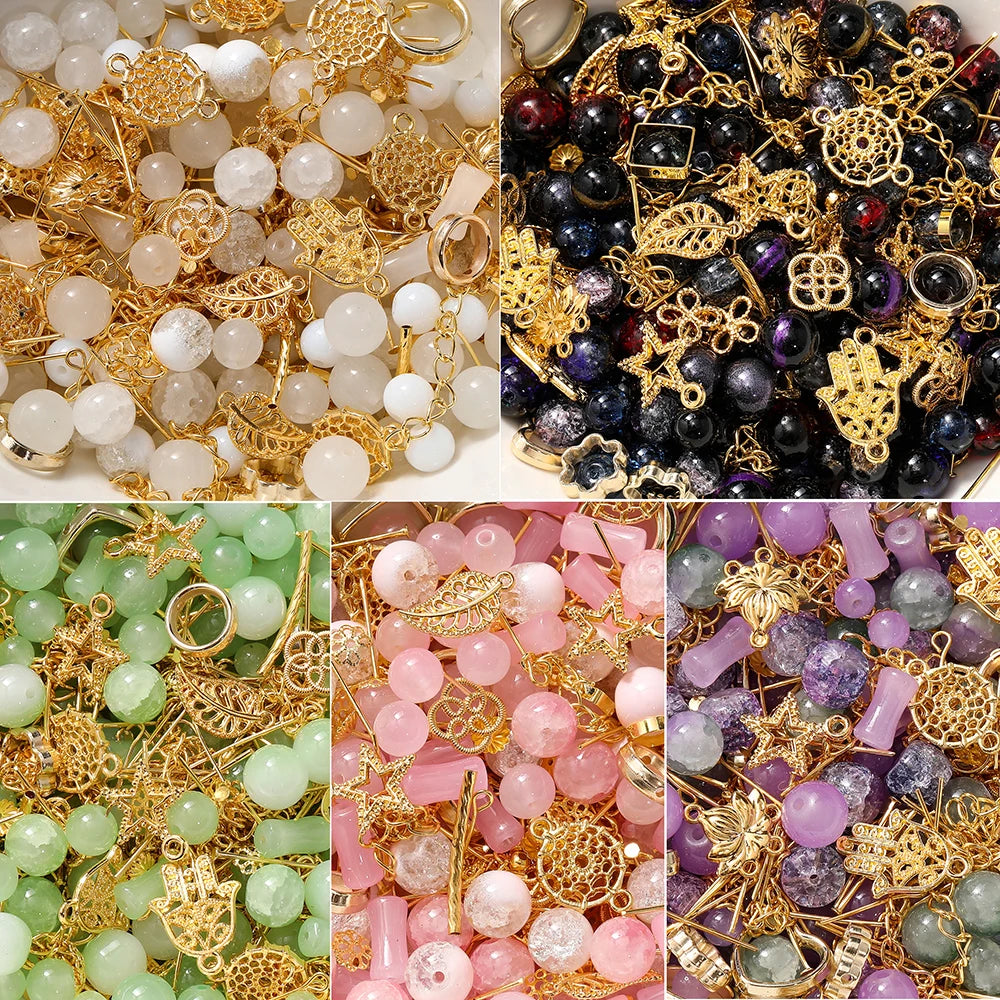 Mixed Glass Beads Metal Pendants For Bracelets & Necklaces