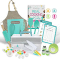 Kids Cooking & Baking Set with Safe Tools, Apron, Cookbook & Storage