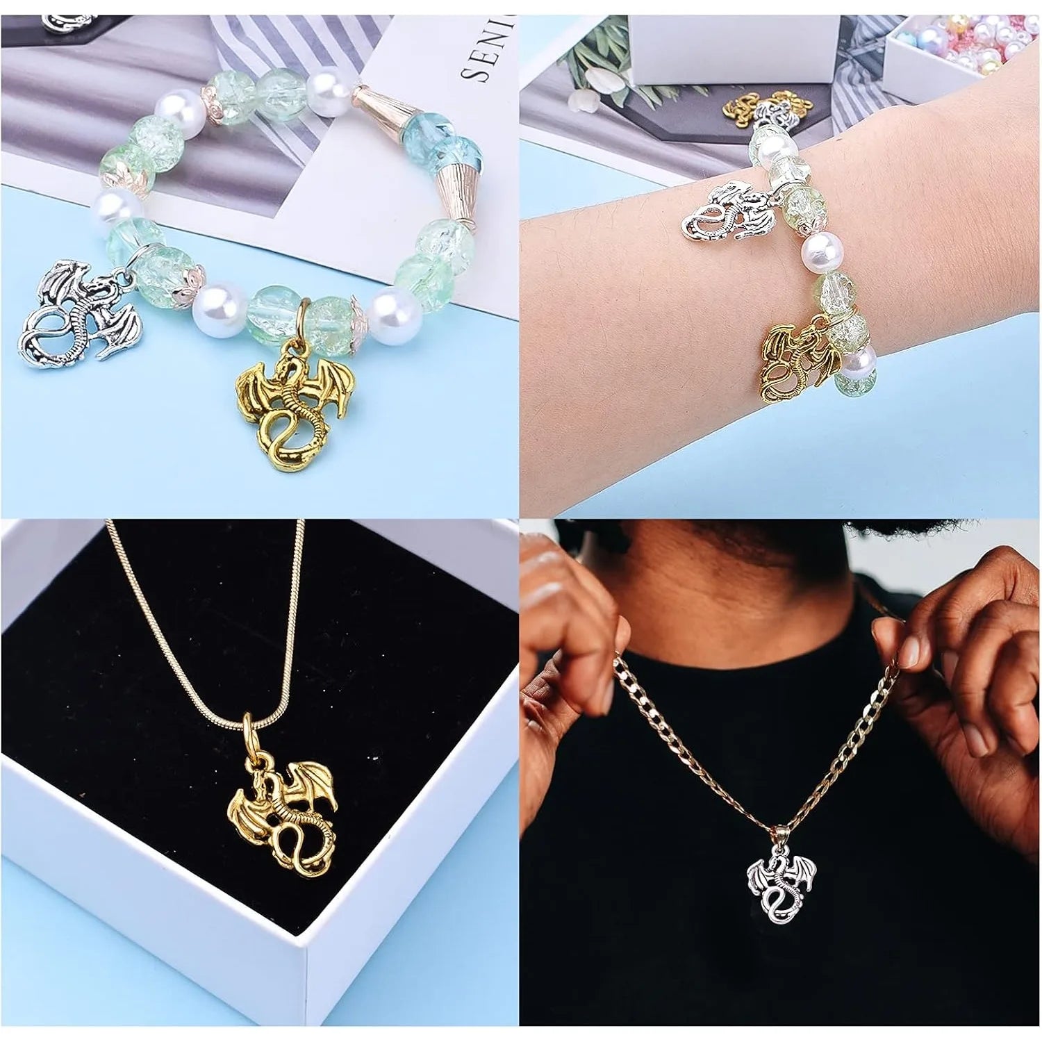 Flying Dragon Charms /Pendants  Necklace Bracelet Jewelry Making 100pcs