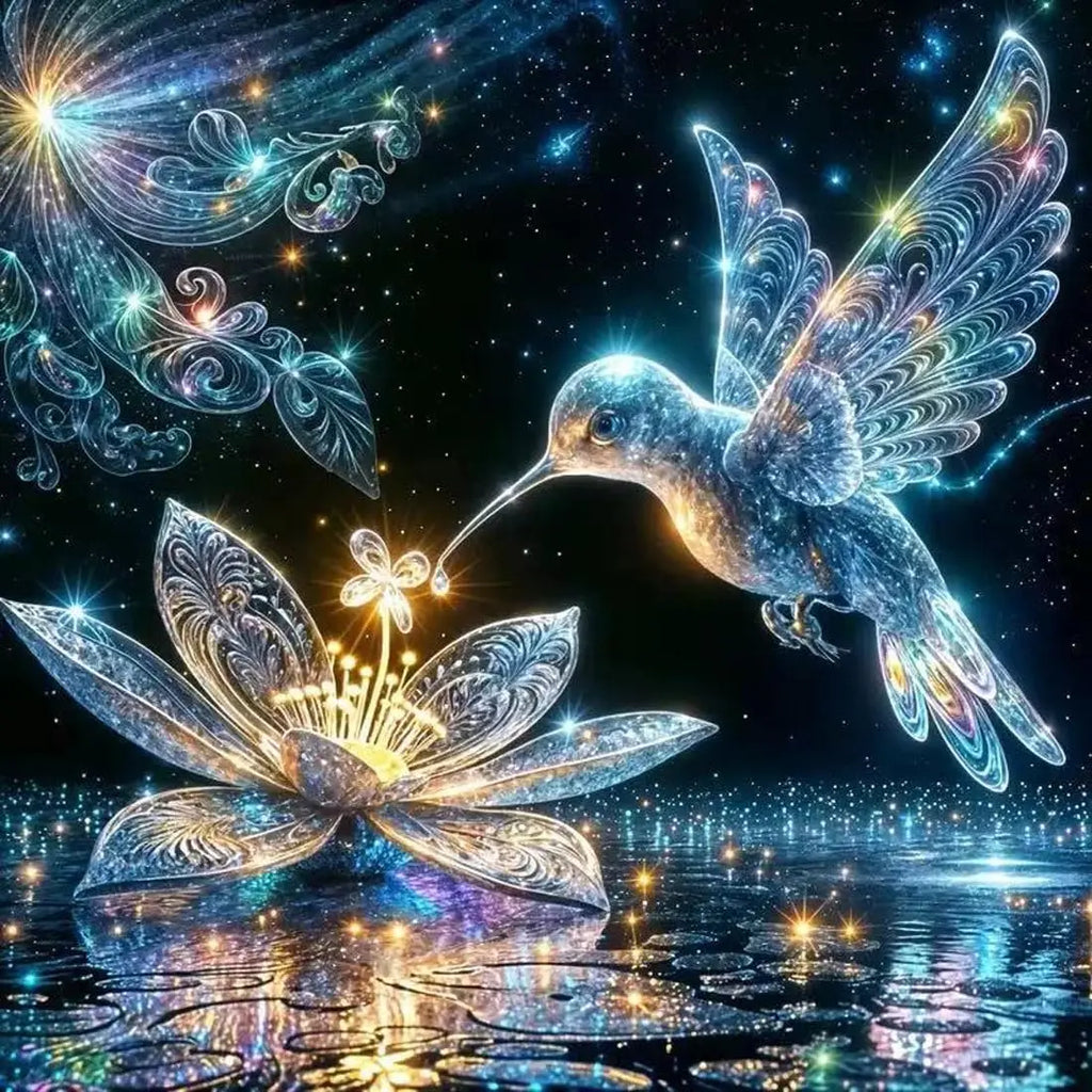 Hummingbird Diamond Painting Kit for Adults, 5D Full Drill Round Dots Art Craft Home Wall Decor 14x14 Inch
