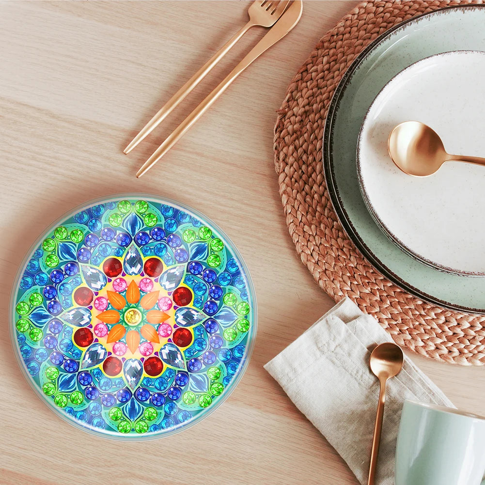 Diamond Painting Art Coaster Kit Mandala Acrylic  Washable with Holder for Adults Beginner 6 Pieces