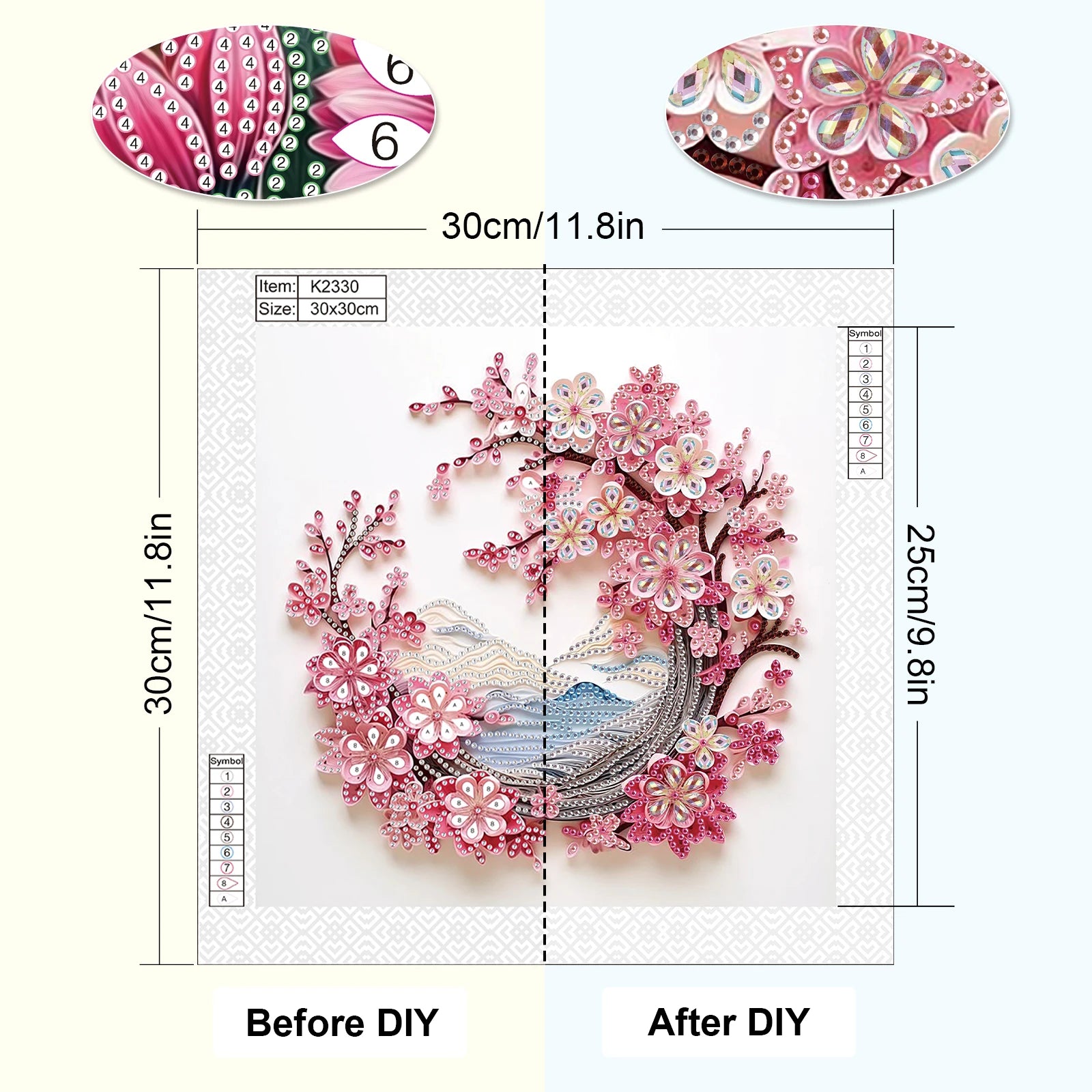 Diamond Paint Art Kit Peach Blossom Shape for Adult Beginner