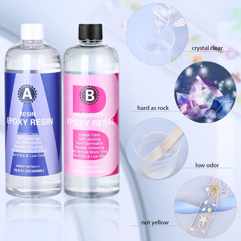 High Gloss Resin and Hard Crystal Clear Epoxy Resin Kit for Art Casting Jewelry, Or Projects Tumblers Tables 3D Crafts Easy Mix 1:1