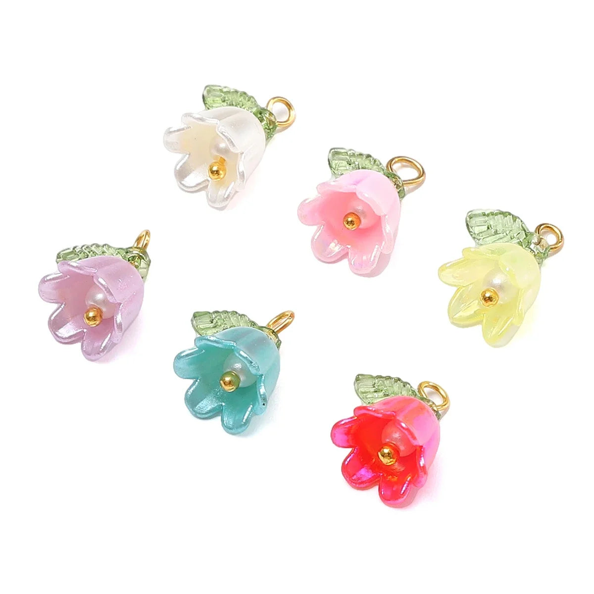 Acrylic Lily Of The Valley Flower Bud Drops/Charms 11x14mm 2-10Pcs