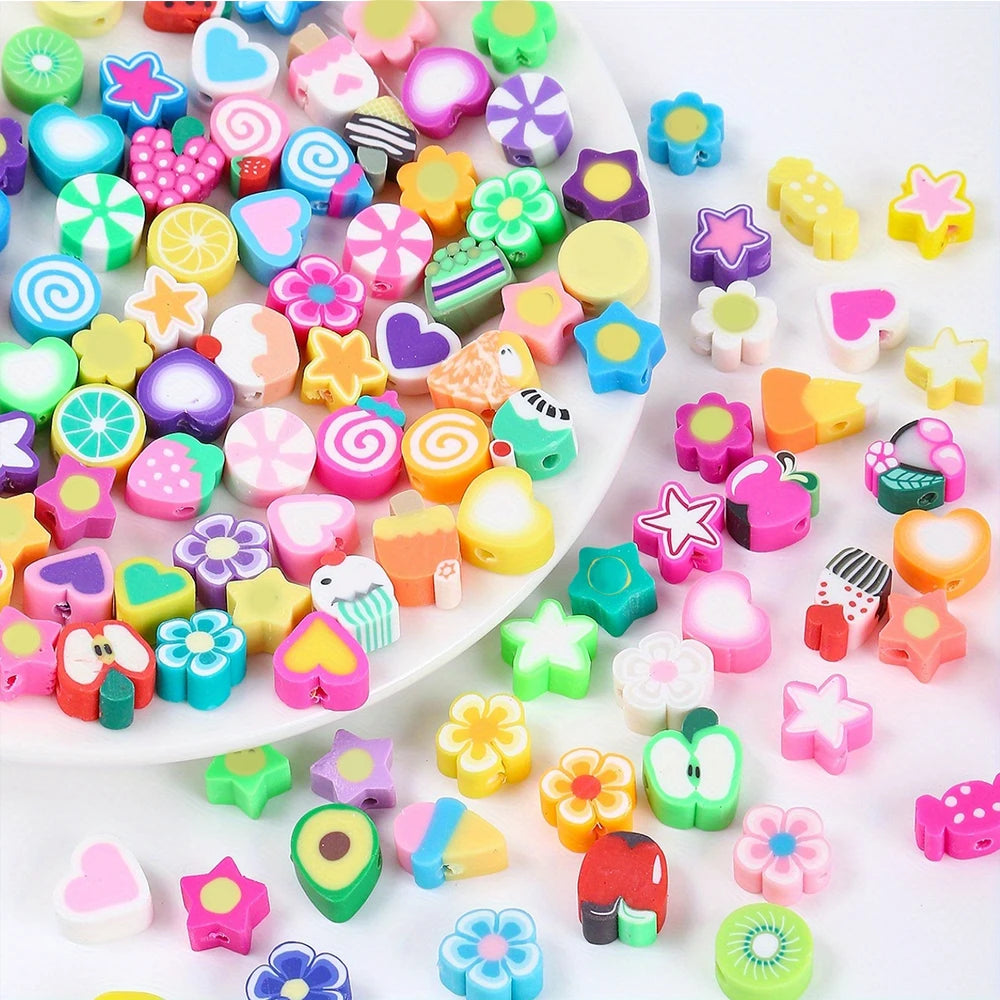 Polymer Clay Beads  For Bracelets & Necklaces 100Pcs Random