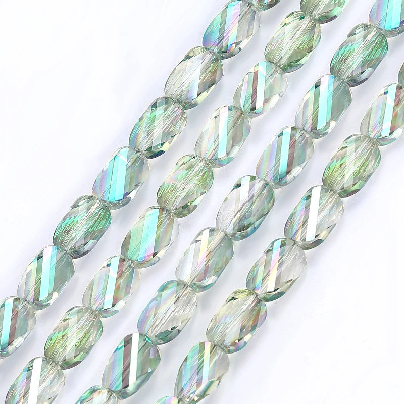 Faceted Glass Twisted Beads AB Color  Jewelry Bracelet Necklace Earring Making 2 Sizes