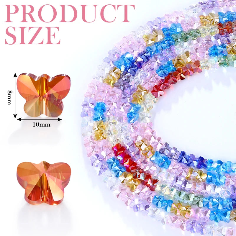 Colorful Crystal Butterfly Beads for Bracelets, Necklaces, Earring, 8x10mm