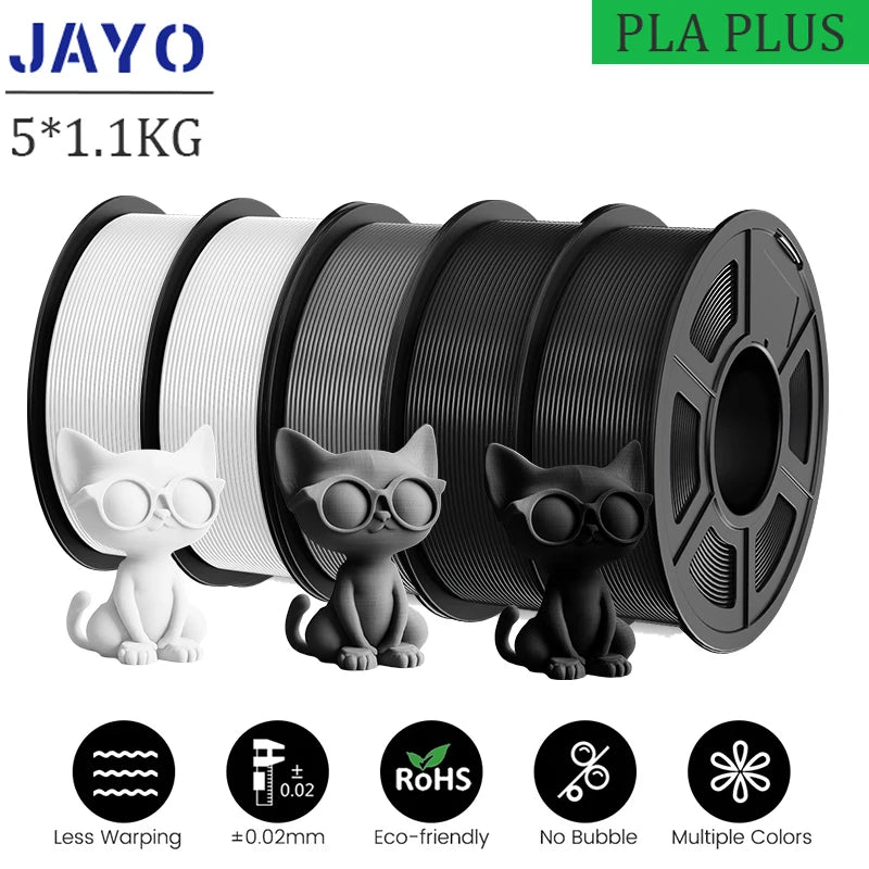 JAYO 5Rolls PLA/PLA Plus/Petg/ABS/TPU/PLA Metal/PLAYG/HS-PLA 3D Printer Filament 1.75mm FDM