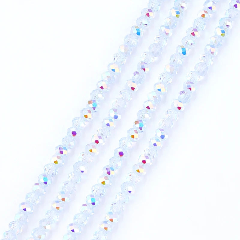 3mm Faceted Round Glass Bead Strands Color Crystal AB   Briolette, Rondelle,  Spacers for Jewelry Making