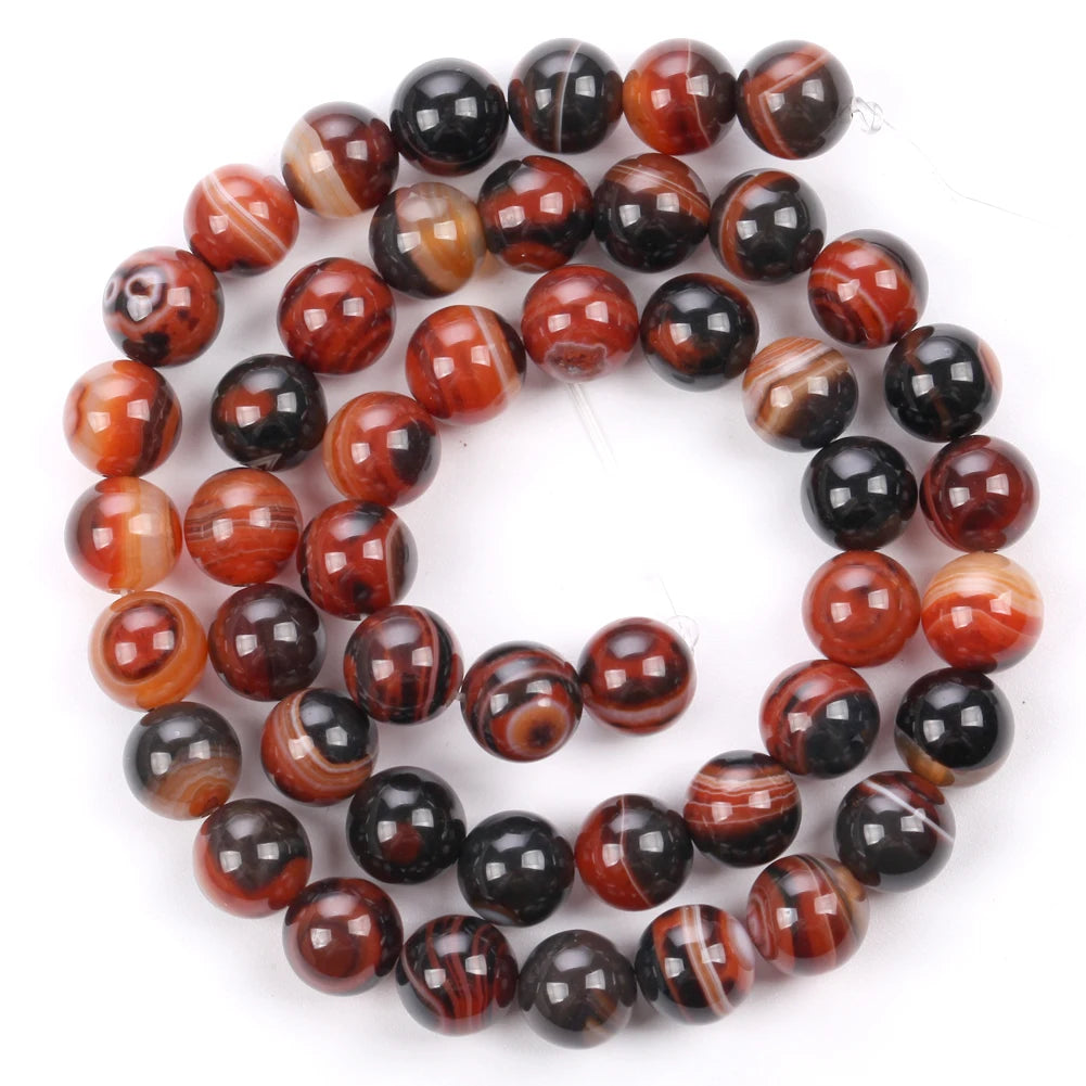 Natural Dream Stripe Agate Stone Round Beads for Jewelry Making  Bracelets Necklace Earrings  15" 4mm-12mm
