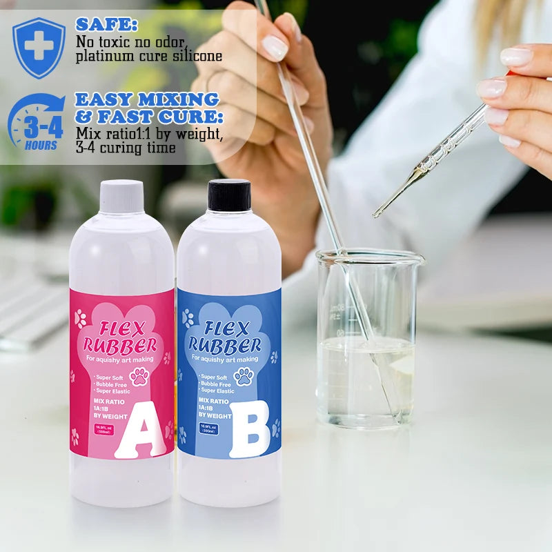 Taba Squishy Kit Liquid Silicon   1:1 AB Ratio Resin for Molding Hamsters Cat Paws