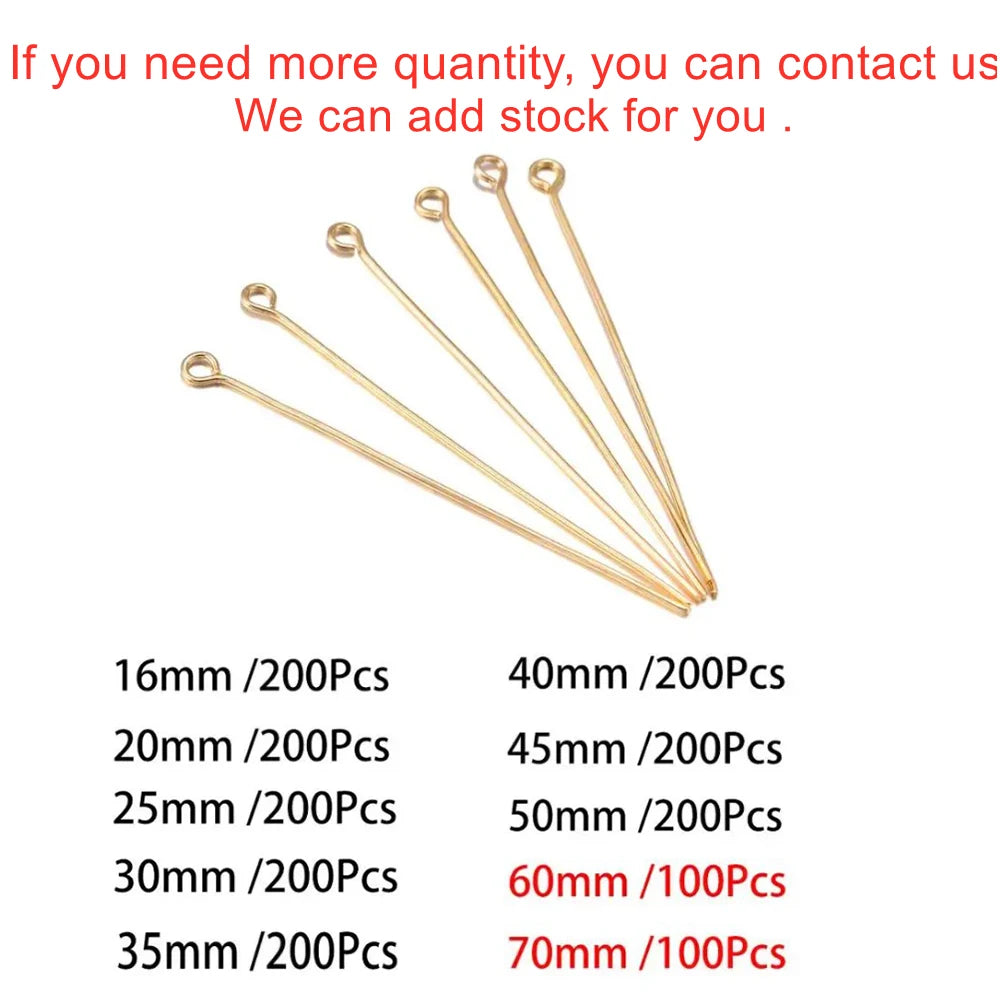 Eye & Head Pin Gold Plated Ball Head Pins for Jewelry  Making 100-200 Pieces