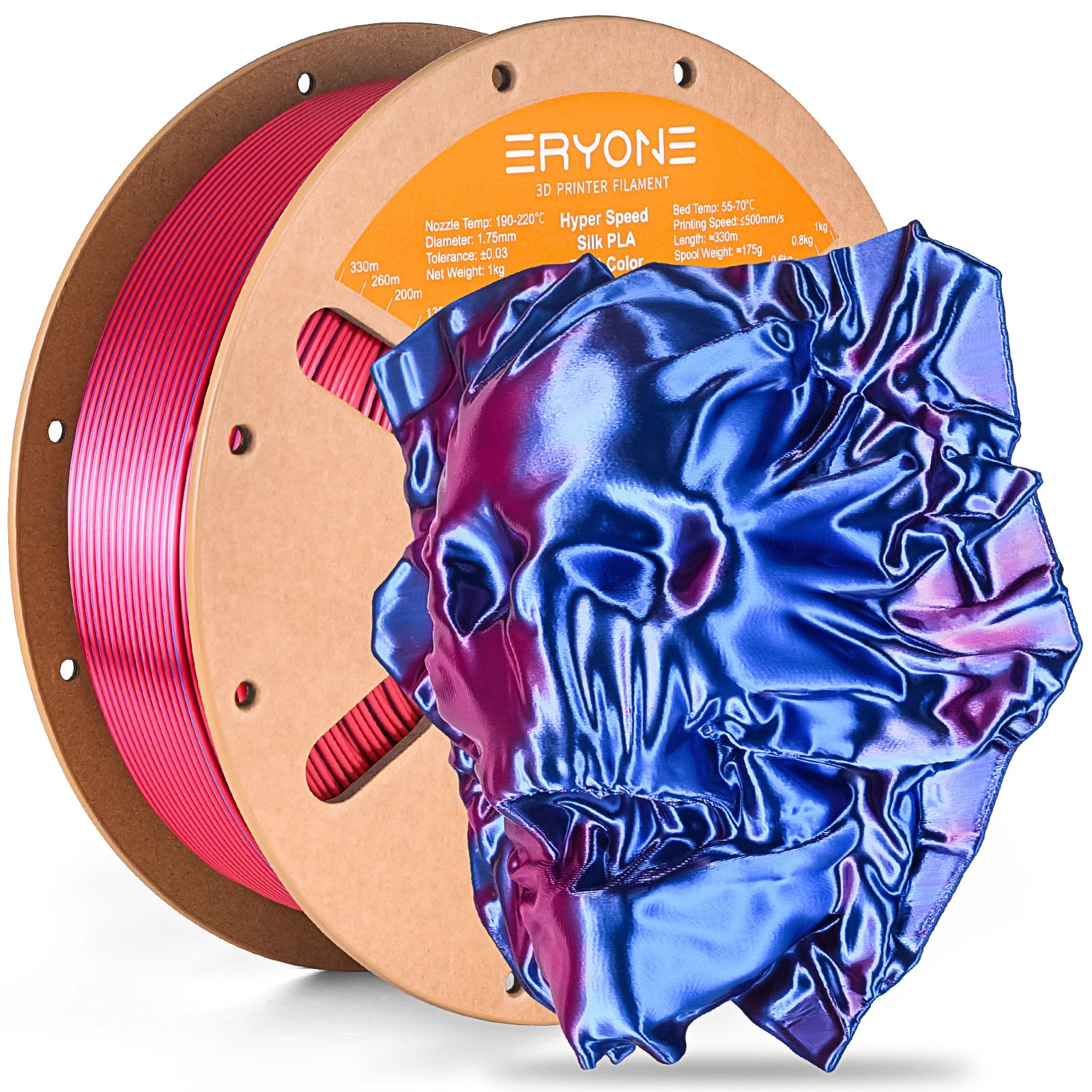 ERYONE 1KG Silk Dual Color PLA Series 3D Printer Filament 1.75mm,Coextrusion Silky Shiny Finish