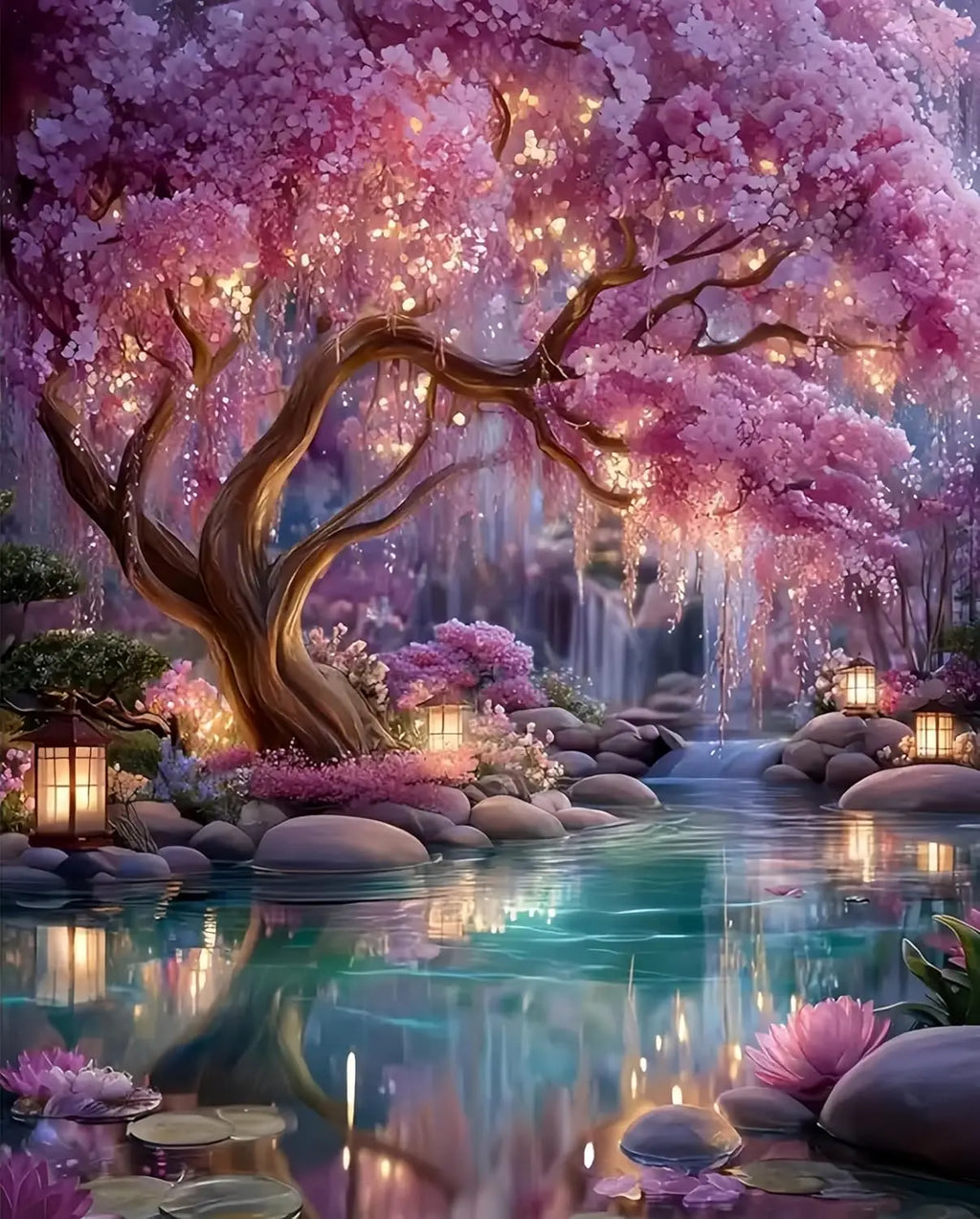Shimmering Forest Diamond Painting Kit for Adults, 5D DIY Art with Full Round Drills, 13.8x13.8 Inch