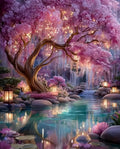 Shimmering Forest Diamond Painting Kit for Adults, 5D DIY Art with Full Round Drills, 13.8x13.8 Inch