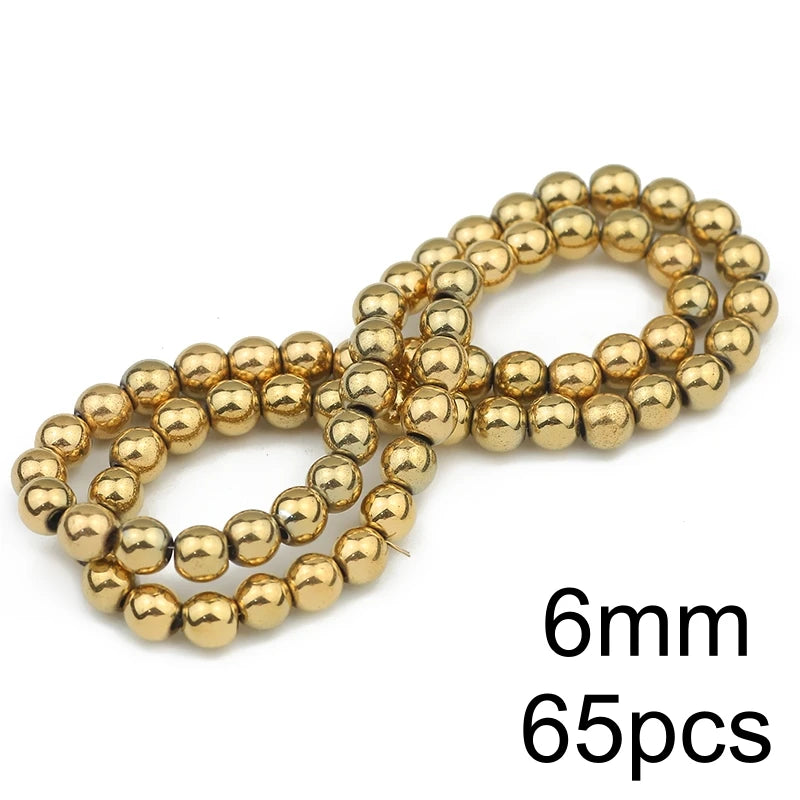 AAA+ Retention Color Natural Gold Plated Hematite  Loose Beads For Jewelry Making