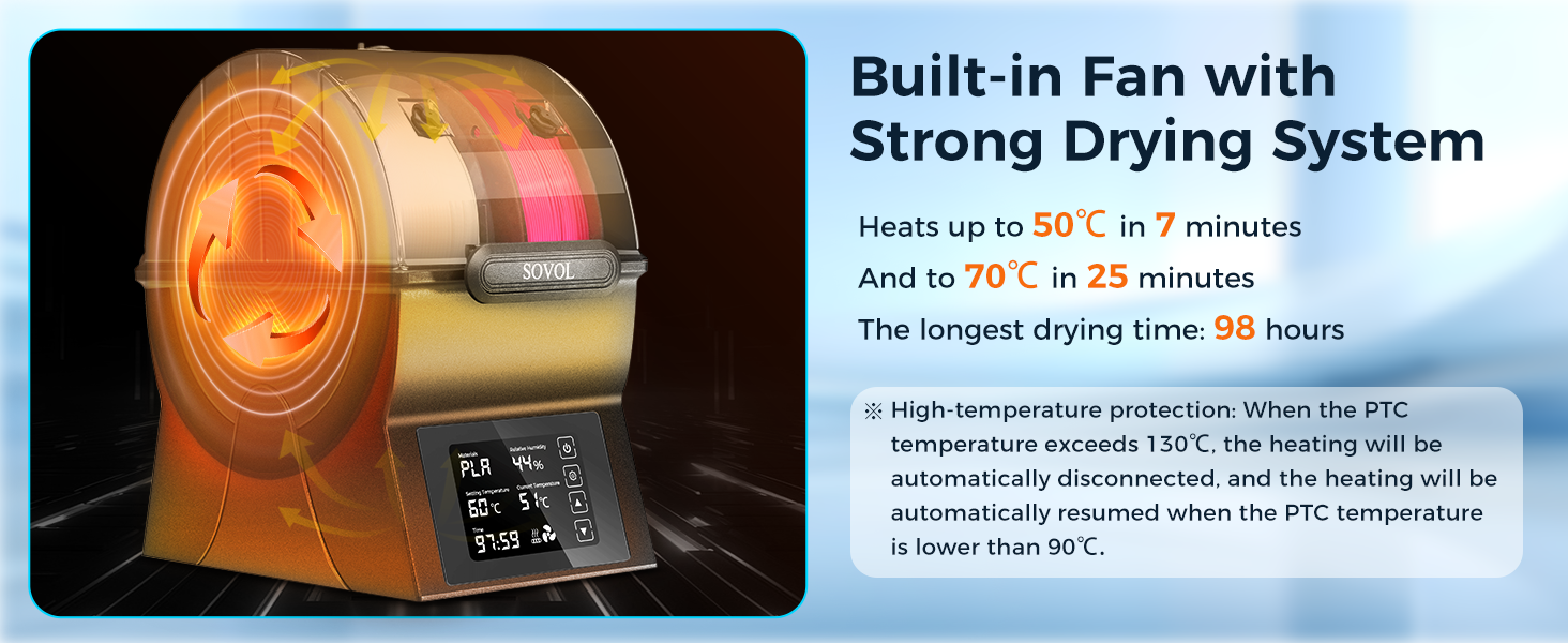Sovol Filament Dryer SH02 Dry Box Filament Sealed Storage Box 3D Printer Spool Holder with PTC Heater Filament Dehydrator